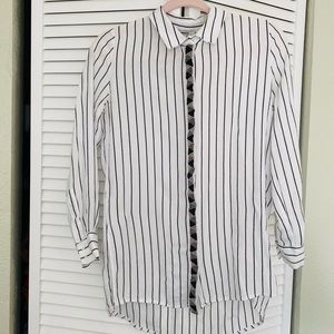 Button down satin embroidery shirt with beads